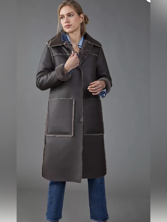 Anthropologie Jackets & Blazers - NWOT Anthropologie MAEVE Kerry Reversible Faux Fur/Shearling Long Coat. SZ S.